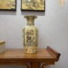 Lục bình H45 Gốm Chu Đậu hoạ tiết tứ cảnh gốm chu đậu vẽ vàng 24K LB3
