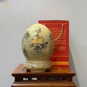 Quà Tặng Gốm Chu Đậu Trứng Tài Lộc Vẽ Vàng 24K H25, Thiết Kế Theo Yêu Cầu, Nâng Tầm Sự Kiện